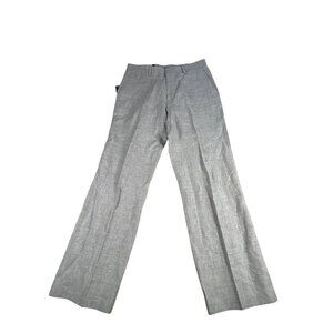 NEW Murano Mens Linen Plaid Dress Pants 32x30 Trousers Light Gray Check Slim Fit